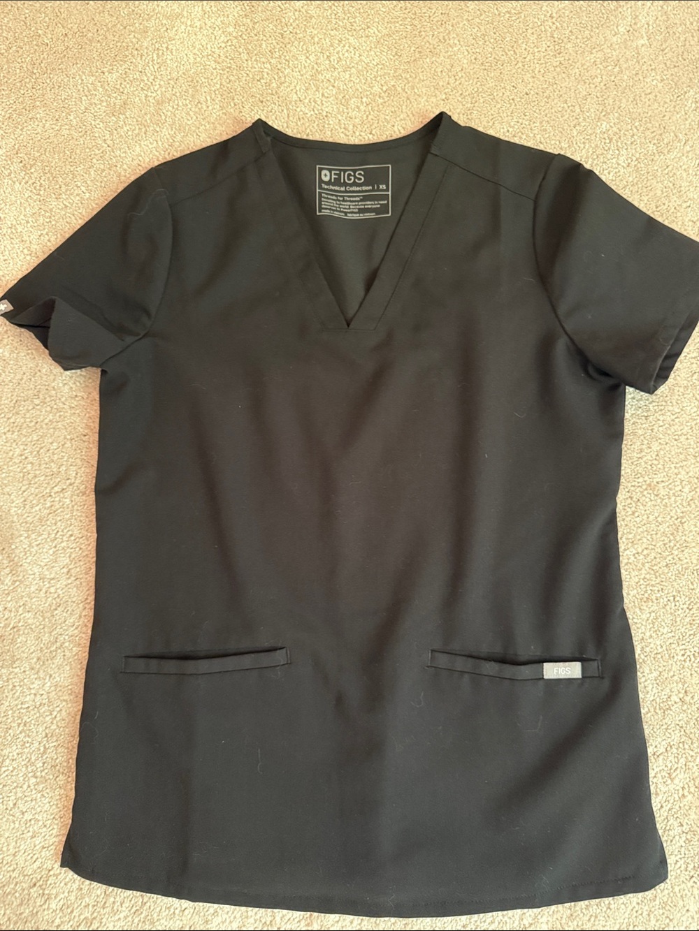 FIGS Casma scrub top XS black